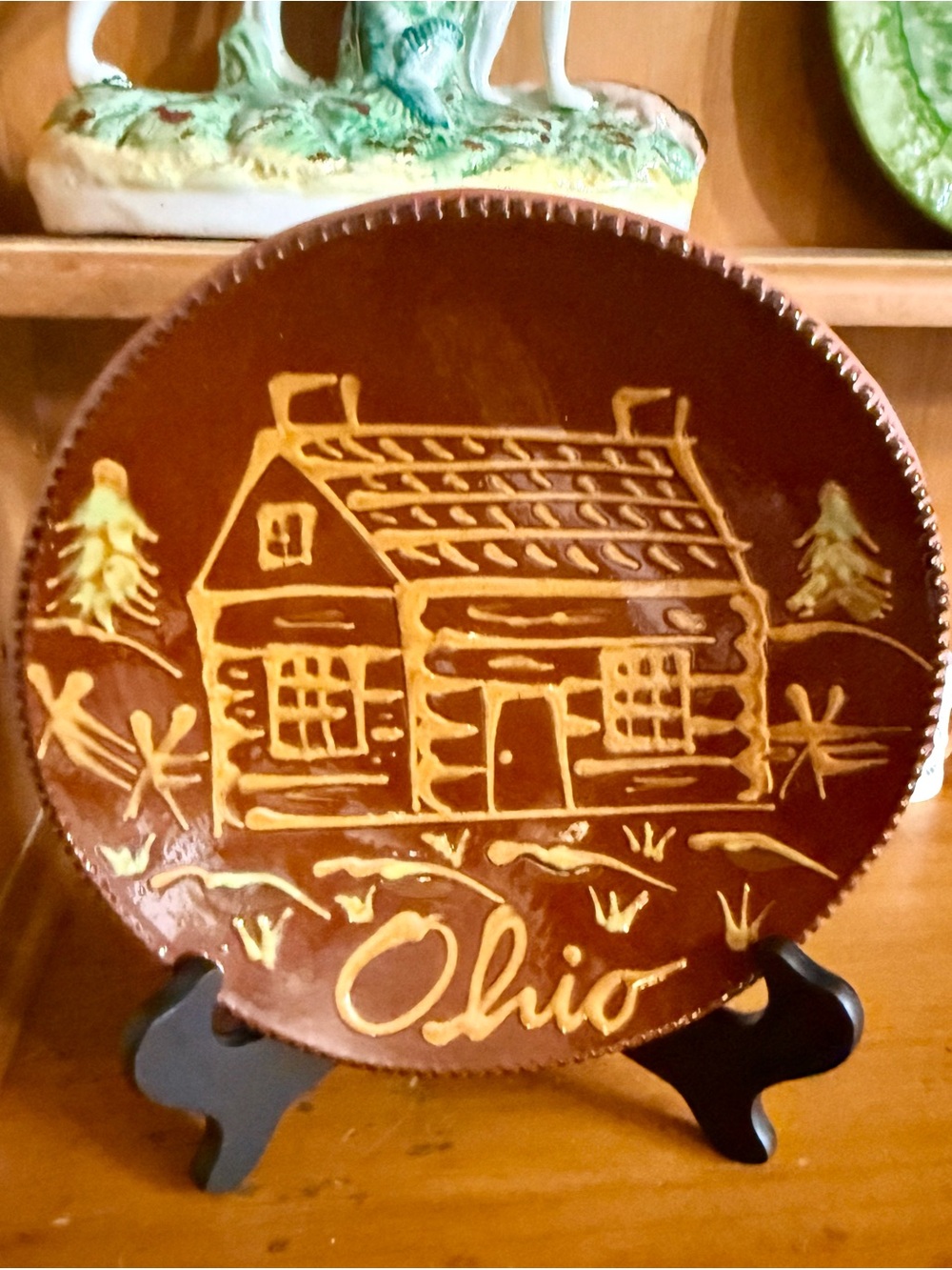 Vintage Foltz Pottery PA Redware “Ohio”  Plate